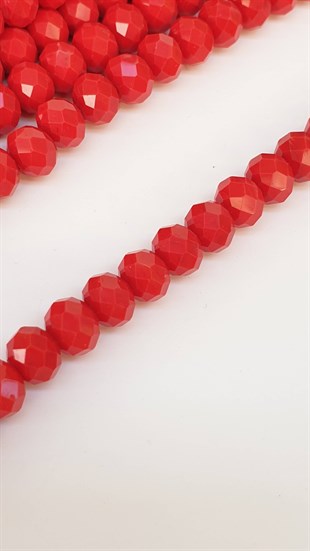 Mat Koyu Kırmızı Kristal Boncuk 8 mm