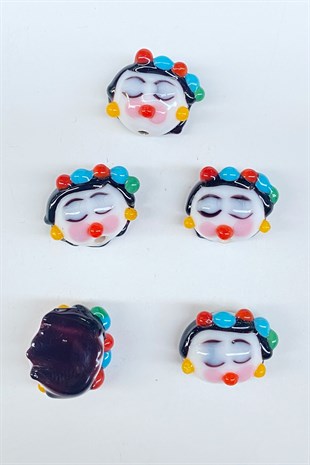 Matryoshka Motif Glass Bead Pendant Colorful 1 Pcs