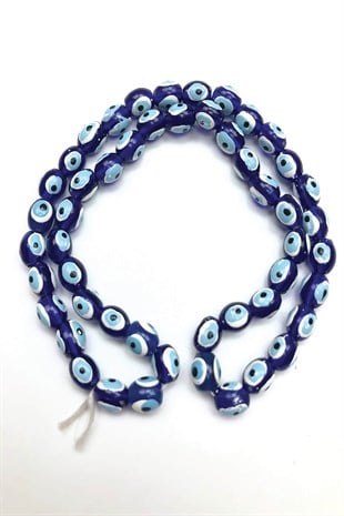 Blue Cylinder Evil Eye Bead