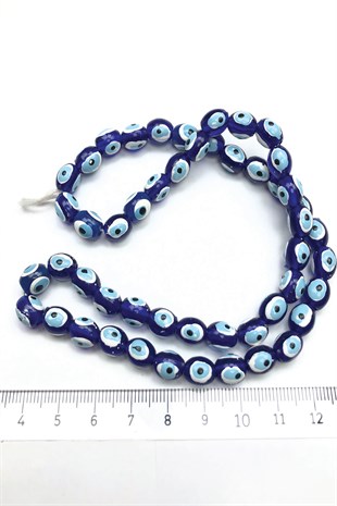 Blue Cylinder Evil Eye Bead