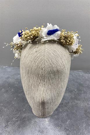 Mavi  Bahar Dalı İncili Ve Cipsolu Dış Çekim Gelin Tacı