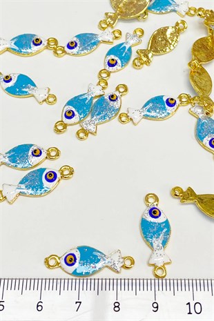 Blue Fish Shape Evil Eye Bead Pendant 1 Piece