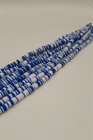 Mavi Beyaz Fimo Hamur Boncuk 6Mm