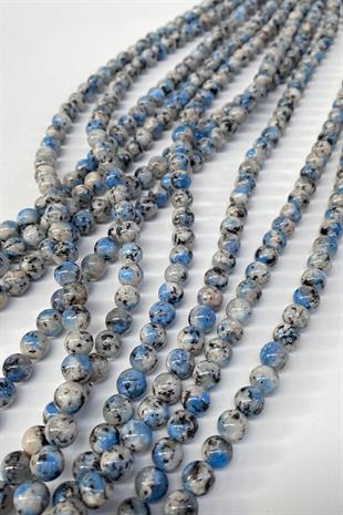 Mavi Ceyt Doğal Taş Dizi Küre Kesim 8 mm