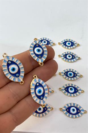 Blue Double Sided Enamel Colored Evil Eye Beads Bracelet Beads