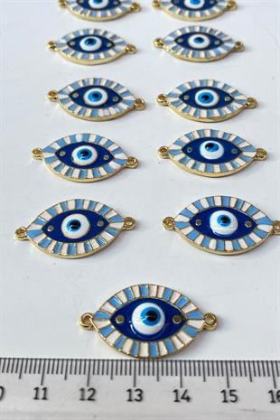 Blue Double Sided Enamel Colored Evil Eye Beads Bracelet Beads