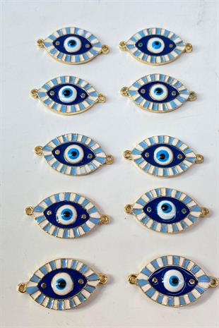 Blue Double Sided Enamel Colored Evil Eye Beads Bracelet Beads