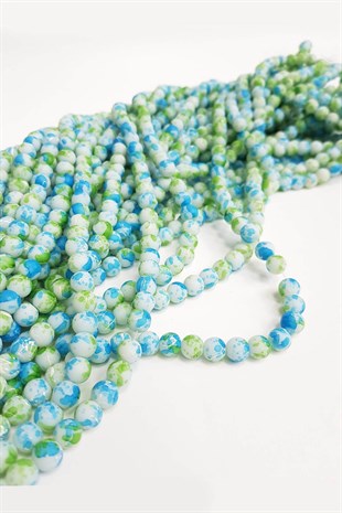 Mavi Desenli Dizi Cam Boncuk