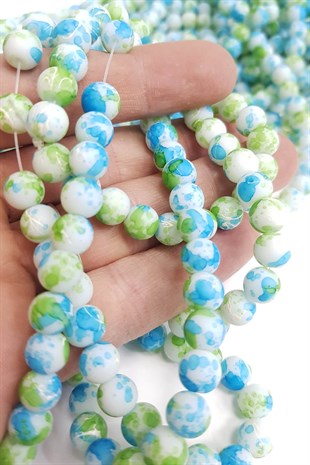 Mavi Desenli Dizi Cam Boncuk