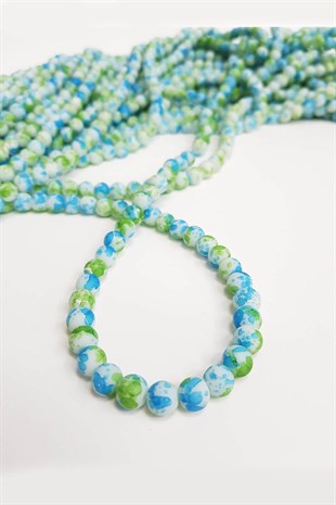 Mavi Desenli Dizi Cam Boncuk