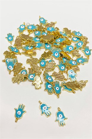Blue Hand Patterned Evil Eye Bead Pendant 1 pcs