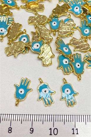 Blue Hand Patterned Evil Eye Bead Pendant 1 pcs