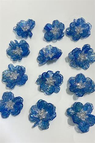 الذهب الأزرق أم اللؤلؤ ورقة كريستال مطرز بروش اللؤلؤ