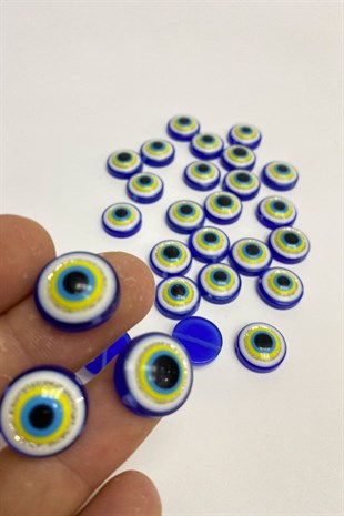 Mavi Gold Simli Dikme ve Yapıştırmalı Nazar Boncuğu