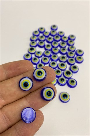 Mavi Gold Simli Dikme ve Yapıştırmalı Nazar Boncuğu