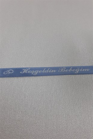 Mavi Hoşgeldin Bebeğim Saten Kurdele