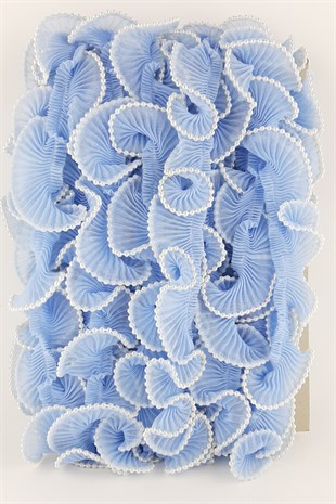 Mavi İncili Plise Fırfır