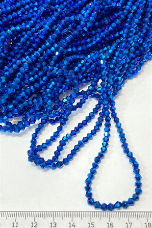 Mavi Kaplama Pramit Dizi Kristal Boncuk 4 mm