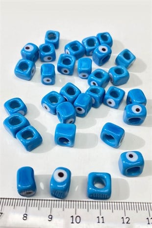 عقد خرز زجاجي مربع أزرق ورأس سوار 5 قطع