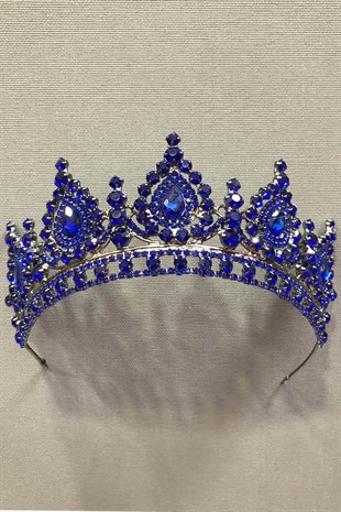 Blue Crystal Stone Metal Case Henna and Bridal Crown