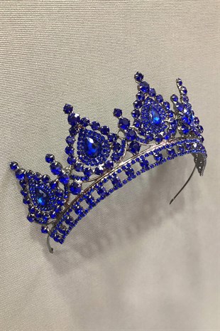 Blue Crystal Stone Metal Case Henna and Bridal Crown