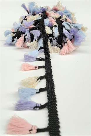 Blue Powder Cream Cotton Fringe Tassel