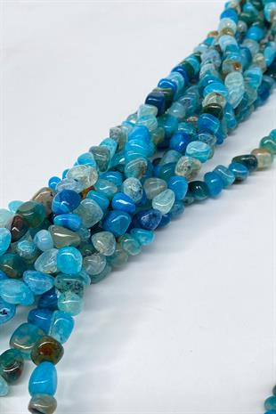 Blue Colorful Pebble Cut Agate Natural Stone
