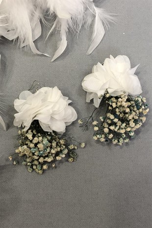 Mavi Renk Kuru Çiçekli Küpe