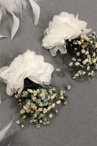 Mavi Renk Kuru Çiçekli Küpe