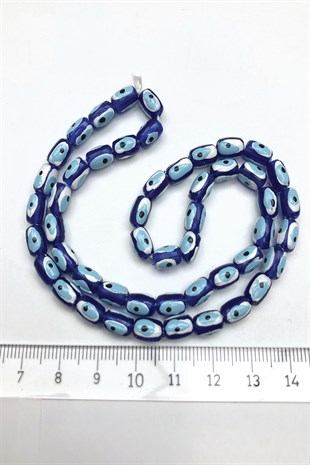 Blue Color Cylinder Evil Eye Bead