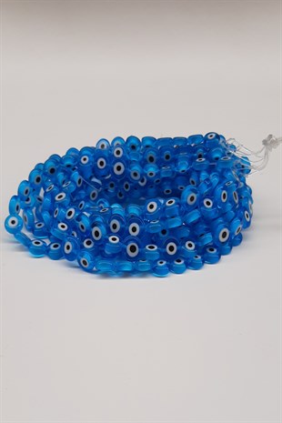 Blue Color Flat Glass Evil Eye Beads
