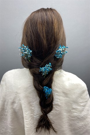 Mavi Şoklanmış Doğal Cipsolu Firketeli Saç Aksesuarı 5 Adet