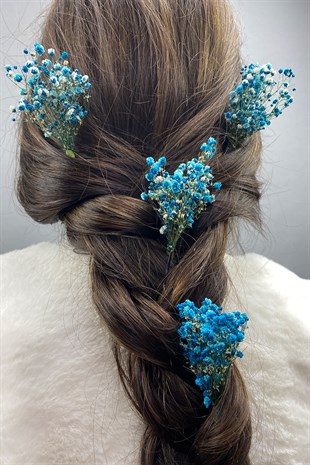 Mavi Şoklanmış Doğal Cipsolu Firketeli Saç Aksesuarı 5 Adet