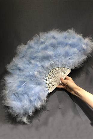 Blue Feather Bridal Fan
