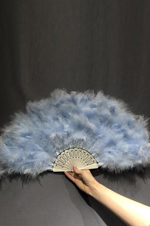 Blue Feather Bridal Fan