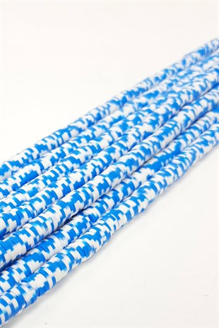 Blue and White Fimo Dough Beads 6 mm