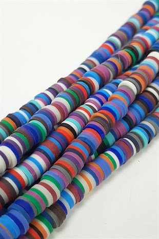 Mavili Koyu Renkli Fimo Hamur Boncuk 6 mm