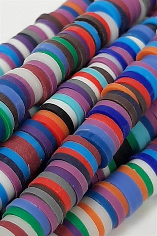 Mavili Koyu Renkli Fimo Hamur Boncuk 6 mm