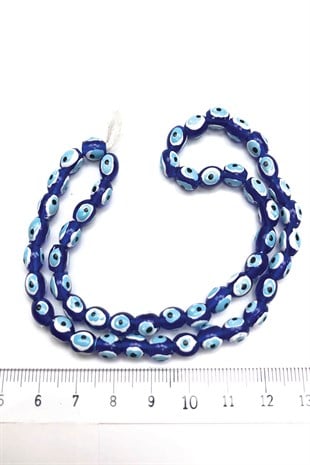 Blue Cylinder Evil Eye Bead