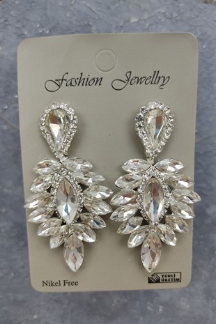 Mekik Boncuklu Badem Gelin Tacı Ve Damla Taşlı Küpe