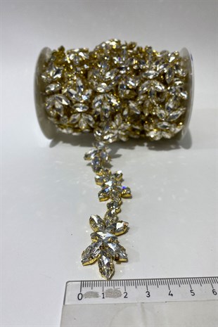 Mekik Cam Taşlı Parlak Abiye Taşlı Şerit Aplik