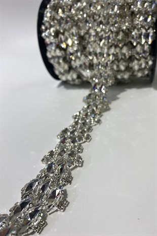 Mekik Cam Taşlı Parlak Abiye Taşlı Şerit