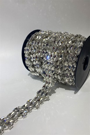 Mekik Cam Taşlı Parlak Abiye Taşlı Şerit