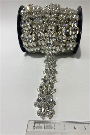 Mekik Cam Taşlı Parlak Abiye Taşlı Şerit