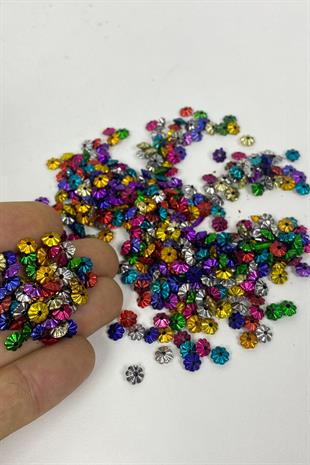 Mekik Desenli Rengarenk Plastik Boncuk 25 gr