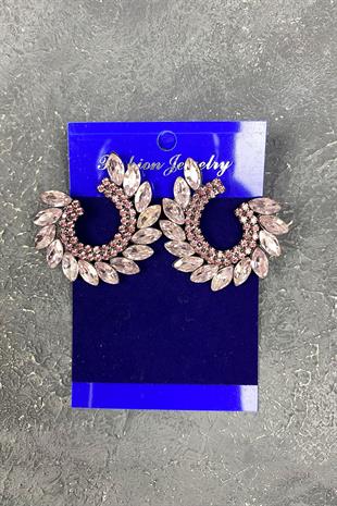 Mekik Hera Leaf Pattern Stone Evening Earrings