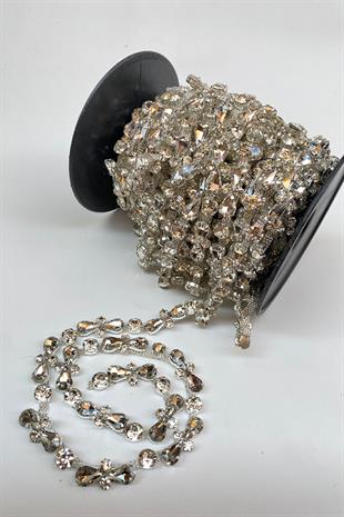 شريط من القش الحجري اللامع فستان سهرة بشريط حدودي