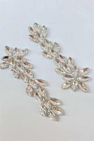 Mekik Taşlı Ütüyle Yapışan Parlak Taşlı Aplik Broş