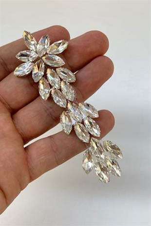 Mekik Taşlı Ütüyle Yapışan Parlak Taşlı Aplik Broş