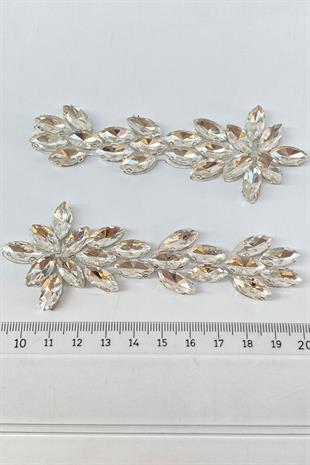 Mekik Taşlı Ütüyle Yapışan Parlak Taşlı Aplik Broş